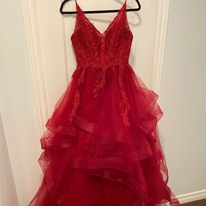 Red evening gown